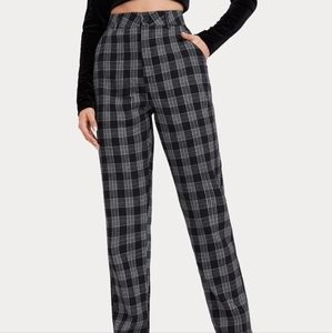 Romwe High Waist Plaid Pants Size M